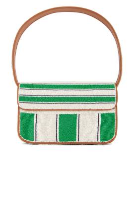 Staud TASCHE TOMMY BEADED in Bungalow Stripe - Green. Size all. von Staud