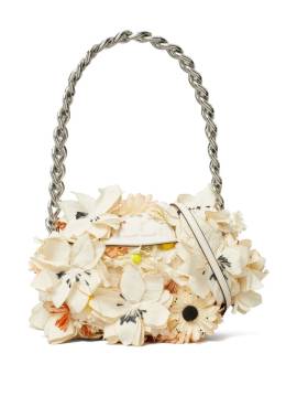 Tory Burch Mini Fleming Soft Crescent Schultertasche mit Blumendetail - Nude von Tory Burch