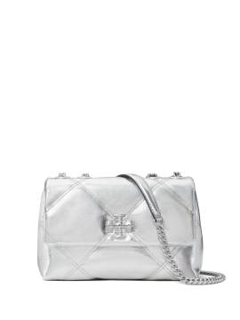 Tory Burch Kleine Kira Schultertasche mit Rautensteppung - Silber von Tory Burch