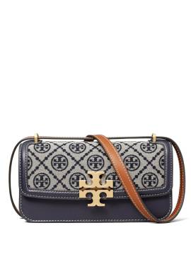 Tory Burch Kleine Eleanor T Monogram E/W Schultertasche - Blau von Tory Burch