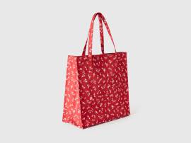 Benetton, Shopping Bag In Rot Mit Muster, taglia OS, Rot, female von United Colors of Benetton