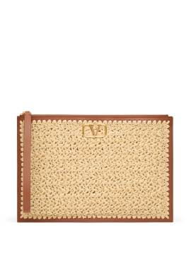 Valentino Garavani VLogo Signature Clutch aus Bast - Nude von Valentino Garavani