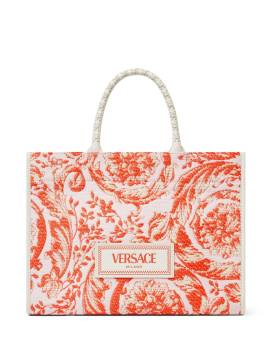 Versace Mittelgroße Barocco Athena Tote Bag aus Raffiabast - Orange von Versace