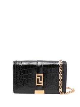 Versace Greca Goddess Mini-Tasche mit Kroko-Effekt - Schwarz von Versace