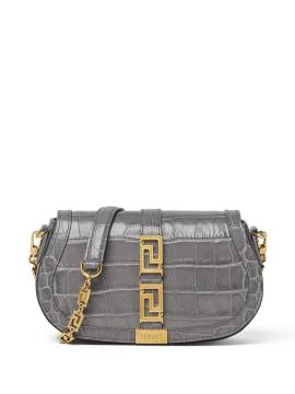 Versace Greca Goddess Schultertasche mit Kroko-Effekt - Grau von Versace